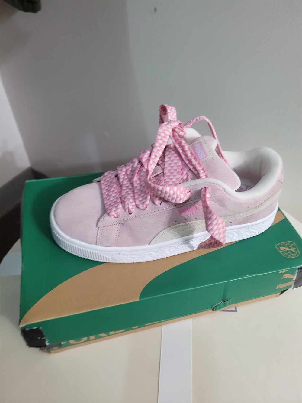 Puma Women Pink Suede Low-Top Sneakers with White Sole